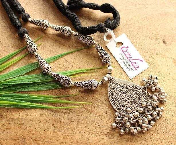  Ethnic silver tone handmade designer necklace