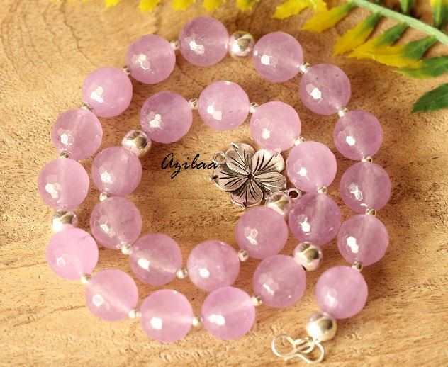  Lavender beaded gemstone handmade necklace set