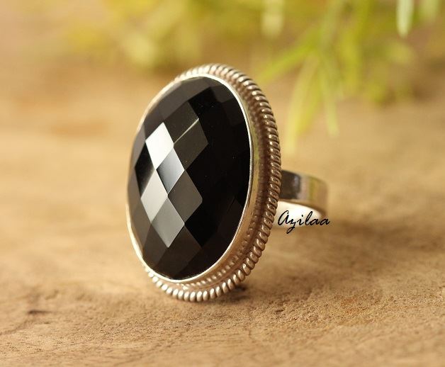 Black Onyx  Artisan sterling silver gemstone handmade ring