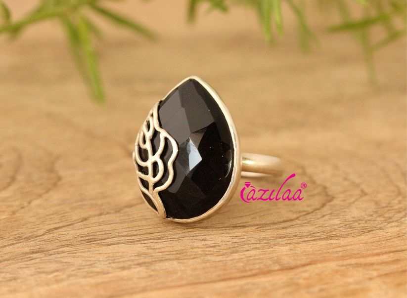 Black Onyx designer sterling silver gemstone handmade ring