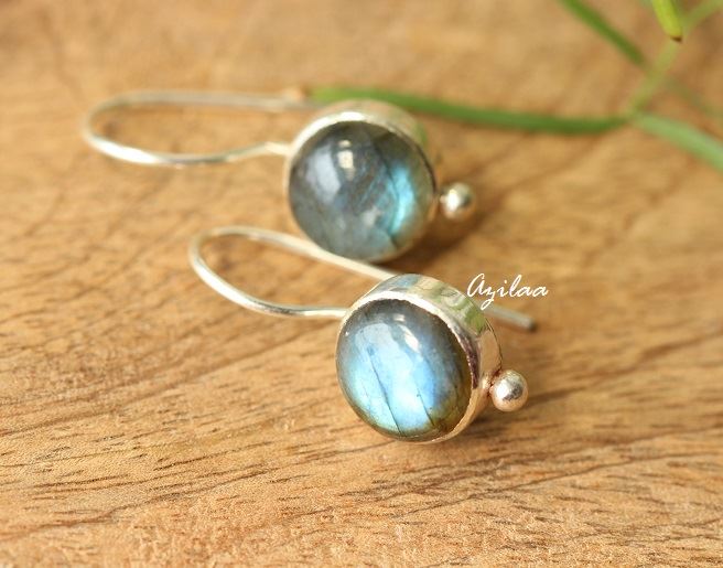 Blue Labradorite gemstone sterling silver earrings