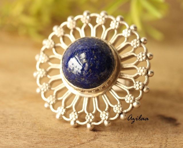 Blue Lapis Lazuli Artisan sterling silver gemstone handmade ring