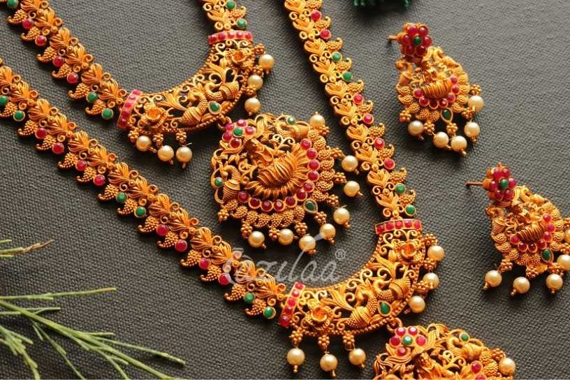 Bridal goddess multi color wedding antique golden earrings set