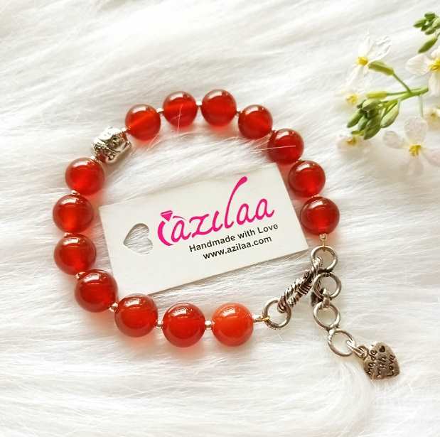 Carnelian Buddha mantra gemstone beaded Bracelet 1