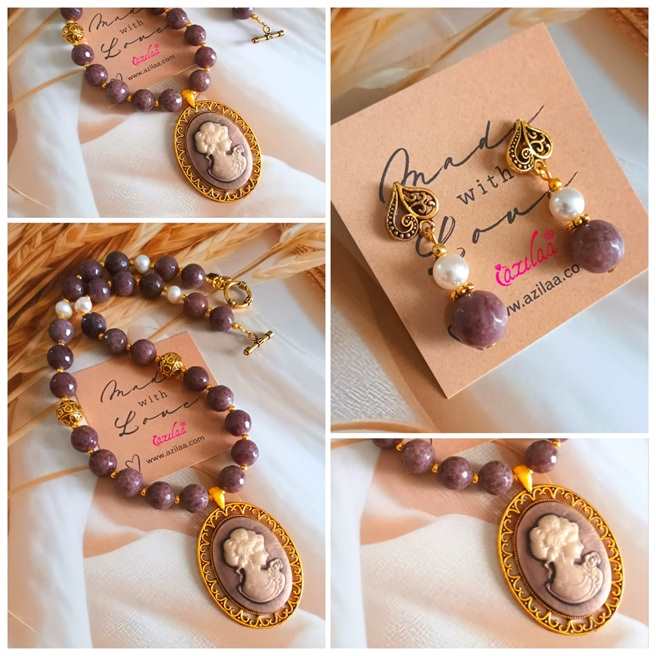 Chocolate Brown gemstone handmade lady necklace set