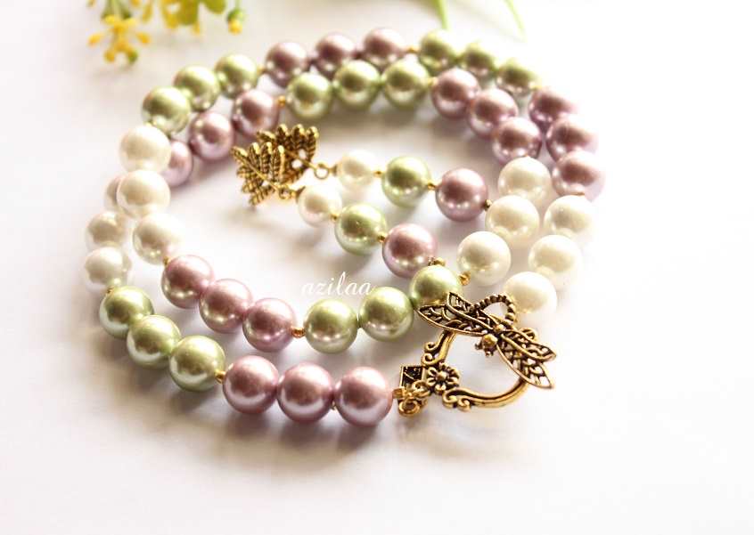 Classic pastel pearl necklace earrings