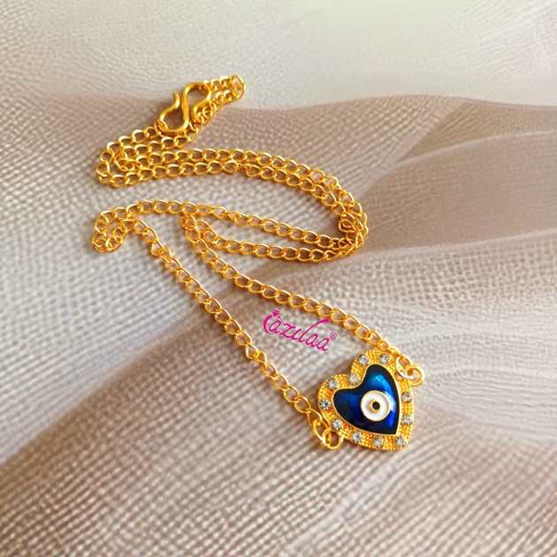 Dainty Blue Evil eye charms chain necklace 