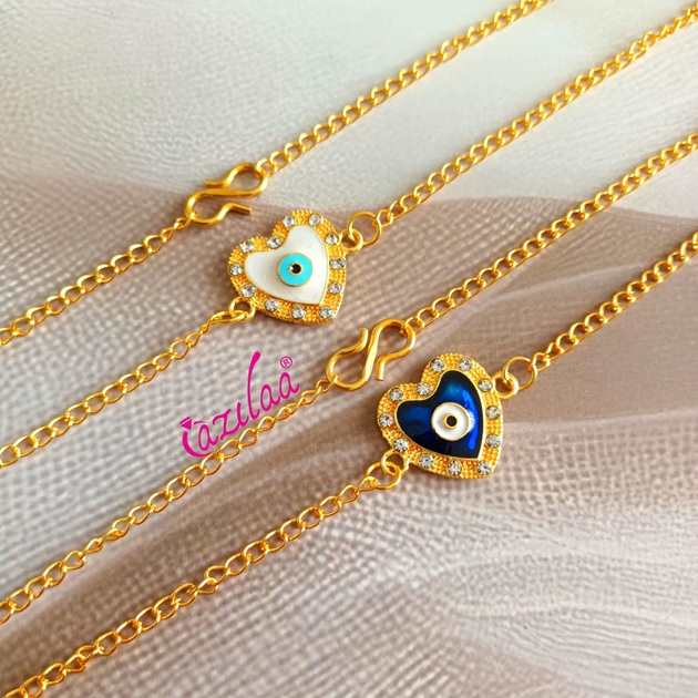 Dainty White Evil eye charm chain necklace 