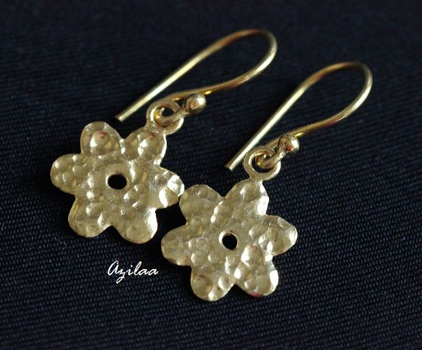 Designer Sterling Silver Gold Plated Flower  Earrings