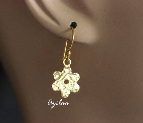 Designer Sterling Silver Gold Plated Flower  Earrings