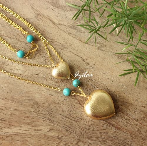 Designer chain multiple layer heart turquoise necklace 