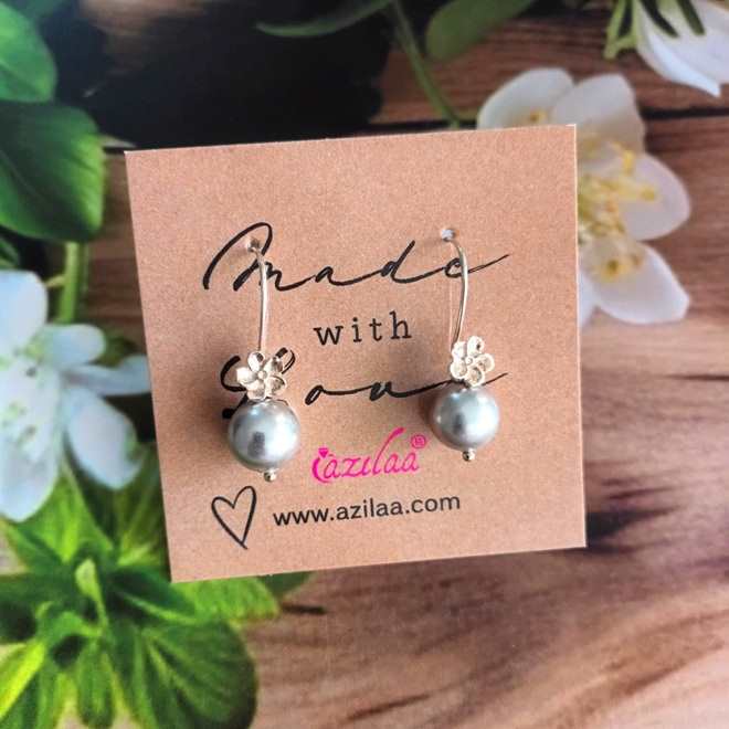 Designer pearl sterling silver handmade dangler earrings