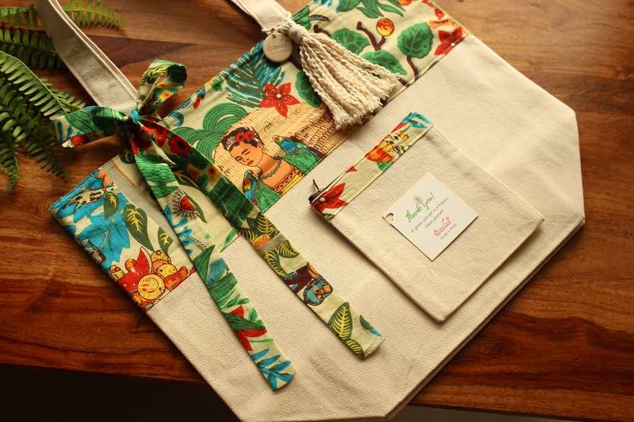 Eco friendly sustainable handmade sturdy canvas bag set