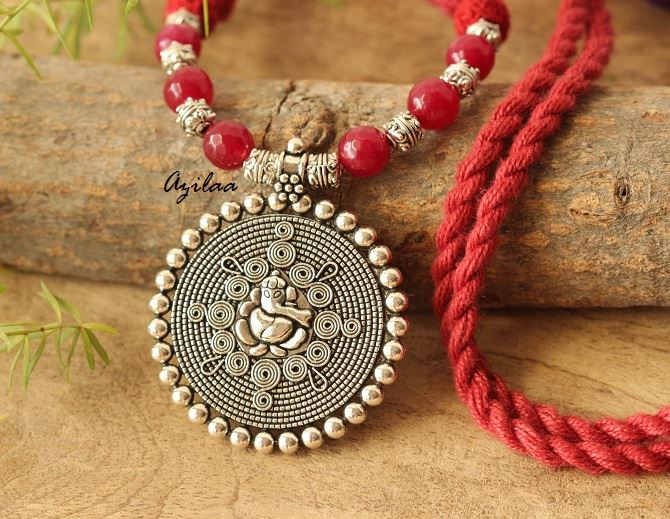 Ethnic Ganesha gemstone artisan handmade necklace set