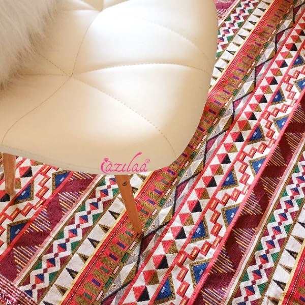 Geometric maroon multi color handloom handmade runner 1