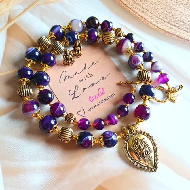 Goddess Durga golden gemstone necklace set