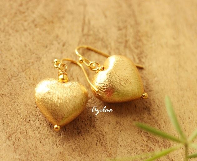Golden Heart earrings handmade Earrings