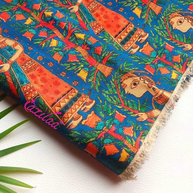 Gorgeous Blue Tusser silk scarf 