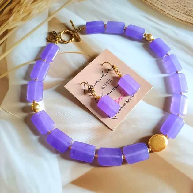 Gorgeous Lavender  beaded gemstone necklace set