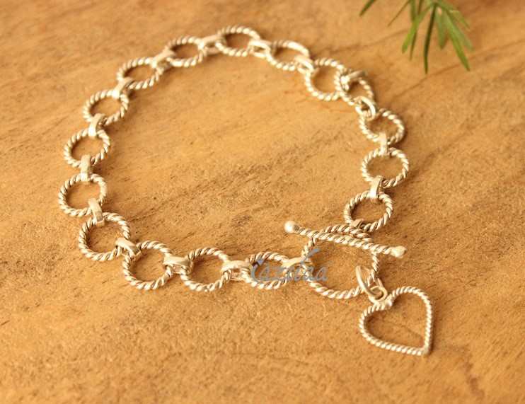 Heart Charm sterling silver handmade designer bracelet