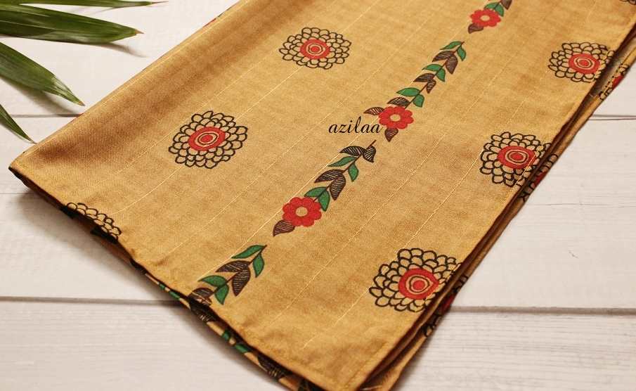Kanha Tusser silk madubani art brown scarf