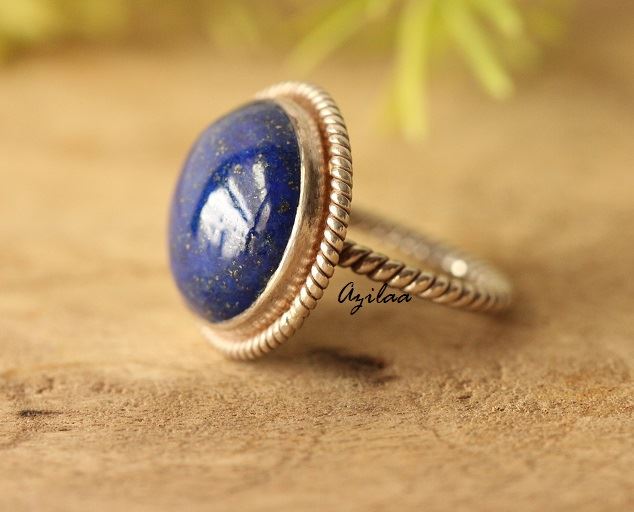 Lapis Artisan sterling silver gemstone handmade ring