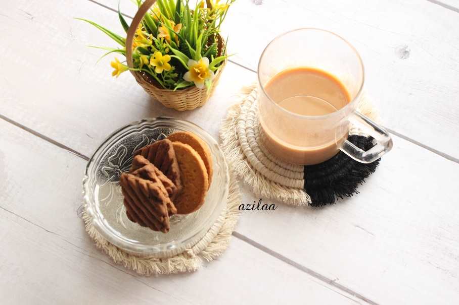 Modern Eco friendly fringe round coaster handmade 4 Pcs