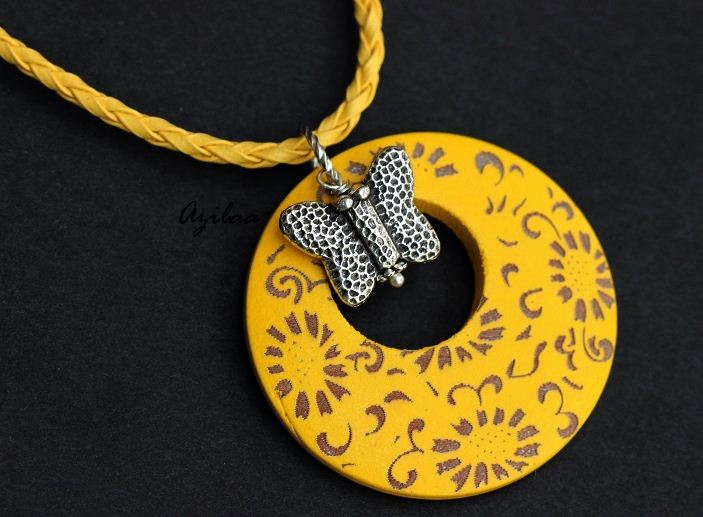 Modern Yellow butterfly Pendant necklace 