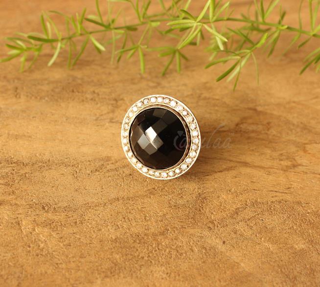 Sterling silver black onyx ring, Designer ring for women