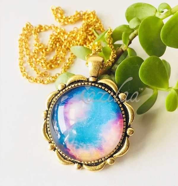 My nebula pendant gold plated chain necklace