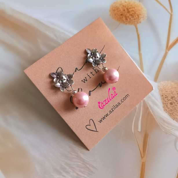 Pink Pearl stud dangler earrings