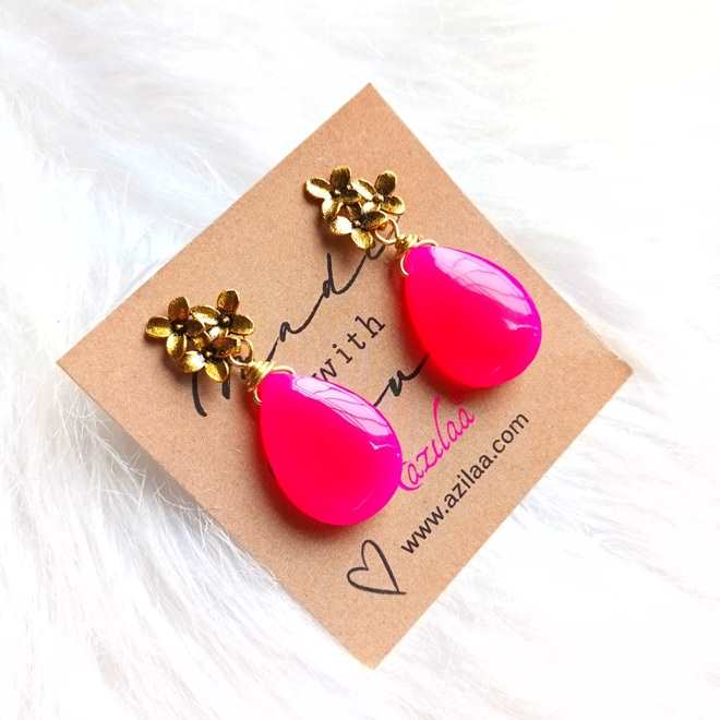 Pink chalcedony bridal  gemstone  earrings