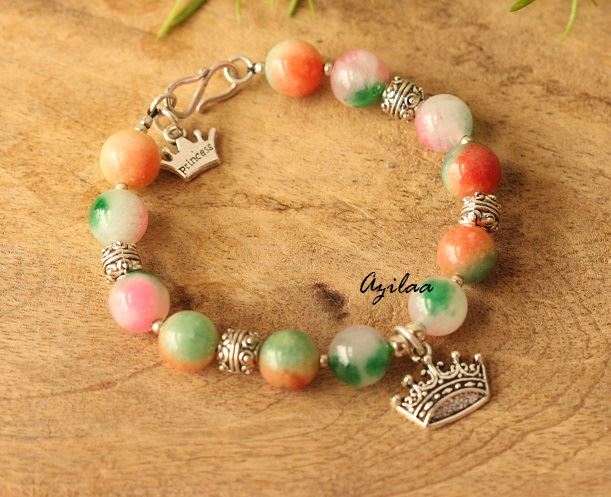 Princess  charm gemstone beaded handmade bracelet
