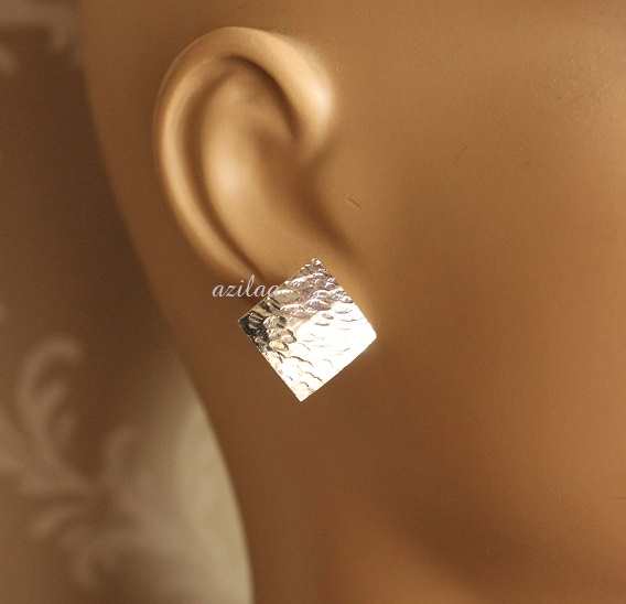 Quirky square sterling silver geometric designer earrings