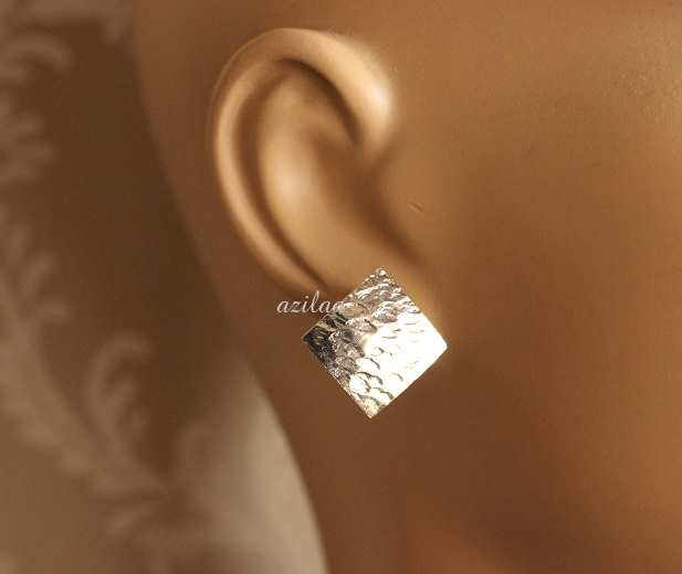 Quirky square sterling silver geometric designer earrings