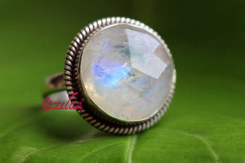 Rainbow moonstone sterling silver gemstone handmade ring