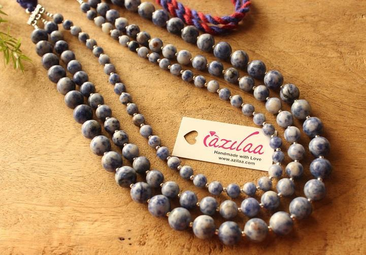 Sodalite healing stone necklace, Layered gemstone necklace set