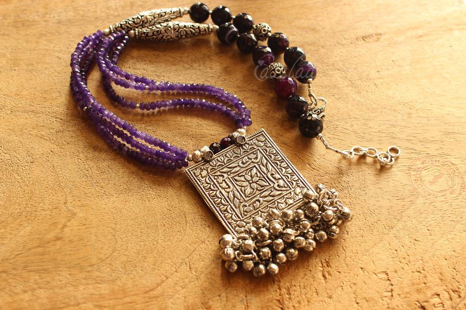 Designer necklace set, Purple necklace set