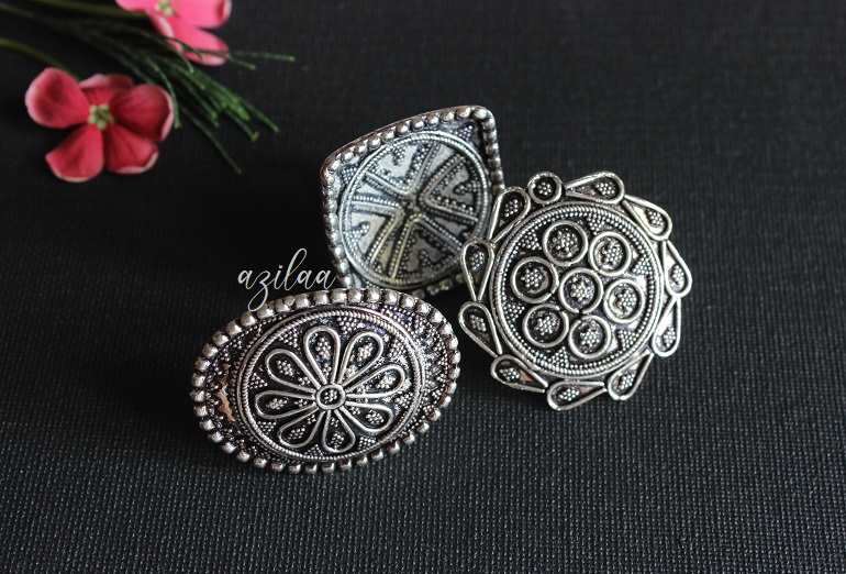 Statement square Artisan handcrafted Sterling silver ring