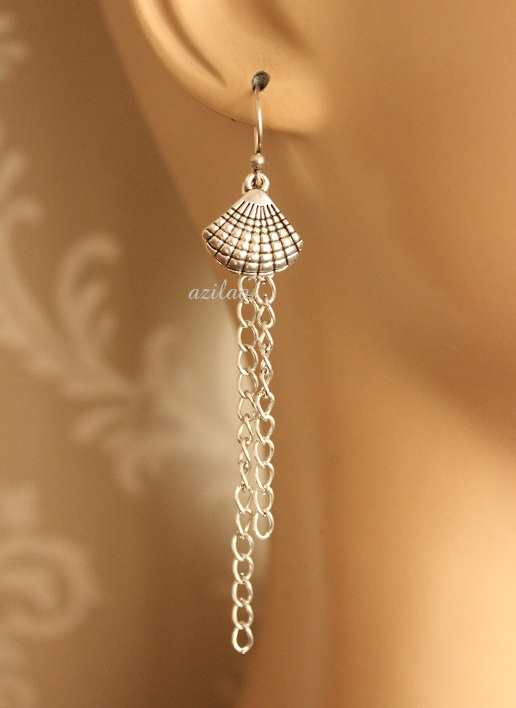 Summer shell charm antique silver designer earrings