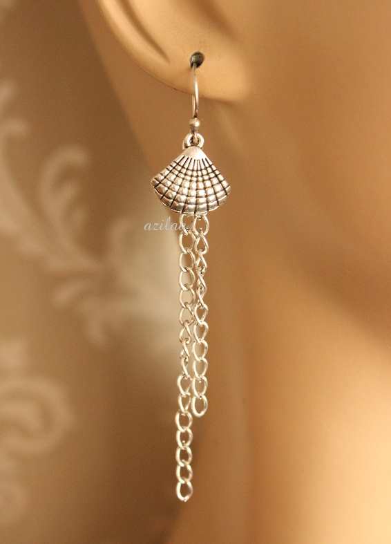 Summer shell charm antique silver designer earrings
