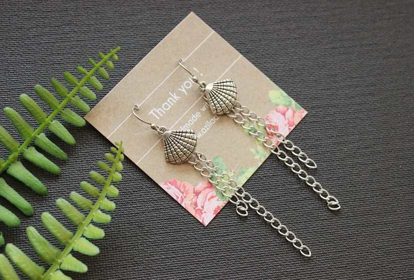 Summer shell charm antique silver designer earrings
