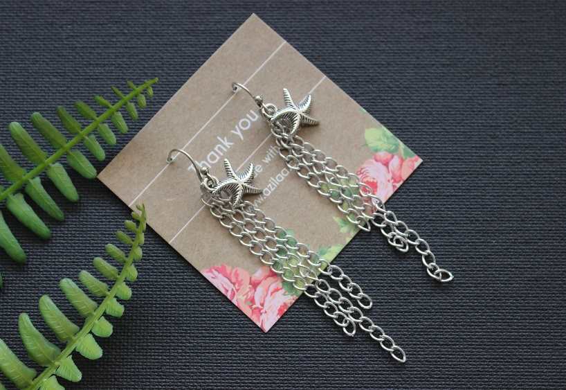 Summer star fish charm antique silver designer earrings