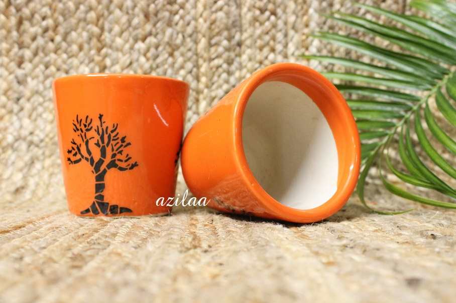 Tree of life orange ceramic Eco friendly 2 planters