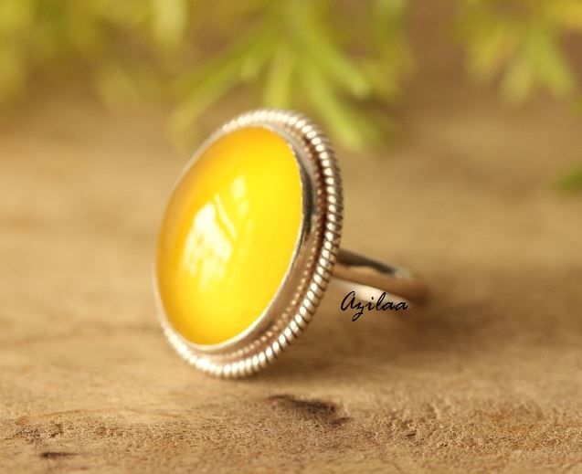 Yellow Artisan sterling silver gemstone handmade ring