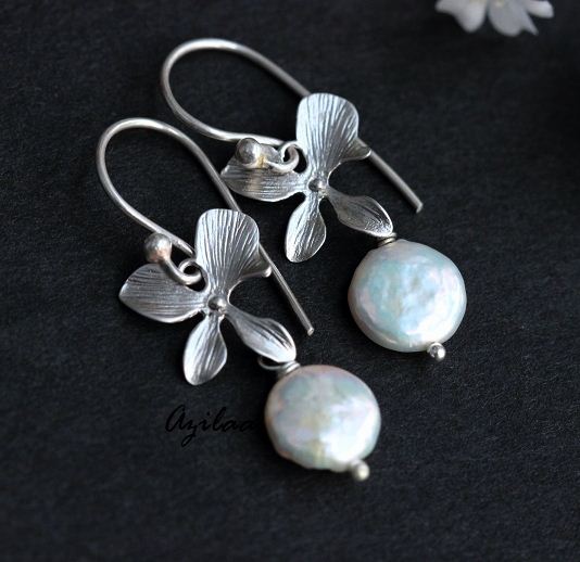 Orchid Flower Designer Pearl Pendant Necklace SET