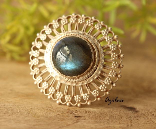 Satement labradorite sterling silver artisan handmade ring
